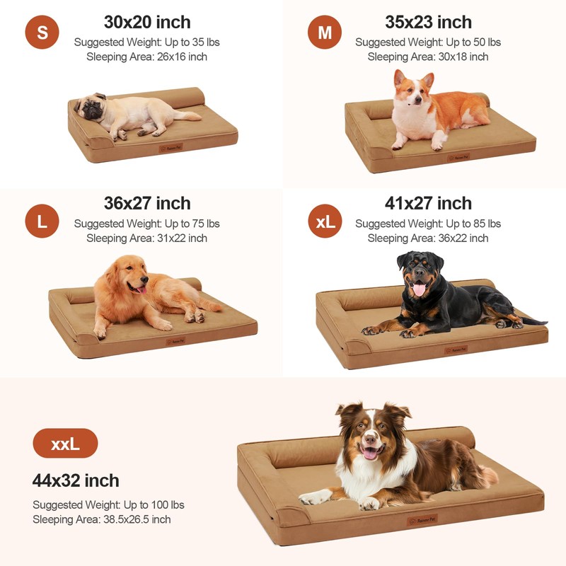 Rainmr Orthopedic Dog Bed Medium Size Dog, Memory Foam Dogs