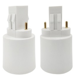 E-Simpo GX23 to E26/E27 Lamp Base Adapter, CFL PL Lamp, 2P in Parallel, Flame Retardant PBT, Phosphor Bronze, GX23-2 Base 13w Quad Tube