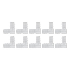 Pack of 10 Angle Hose Connectors, Plastic Elbow Hose Nipple 90 Degree Hose Connector Angle, L Connector, Same Barb Connection Splicer Mender Union Adapter (10 mm)