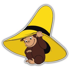 4kids Monkey George Sticker laptop wall car phone Kids Child Curious George - 5"