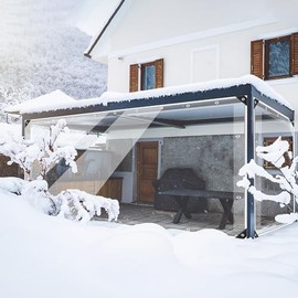 Ezcasch 15oz Outdoor Clear Curtain, PVC Vinly Panel Weather Resistant Curtain for Pergola, Porch, Gazebos, with Rustproof Grommets-8'H × 8'W