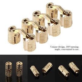 8mm Brass Barrel Hinges, Hidden Cabinet Furniture Hinges, 4 Pieces Copper Brass Cabinet Box, Concealed Barrel Hinge, 180° Opening Angle
