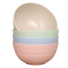 Cuencos irrompibles para cereales – Juego de 4 cuencos reutilizables de paja de trigo de 24 onzas – aptos para lavavajillas y microondas – perfecto para cereales, sopas y arroz – sin BPA, saludable para niños pequeños y adultos (mediano)