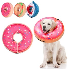 BEAUTYZOO Dog Cone Alternative After Surgery for Large Medium Small Dogs, Soft Inflatable Cone Collar for Dogs Cats, Dog Neck Donut E Collar Dog Recovery Collar to Stop Licking, Strawberry Pink, M