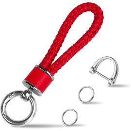 Tukellen - Llavero de piel para llavero de coche, llavero de mujer, con anillo en D giratorio de 360 grados y destornillador