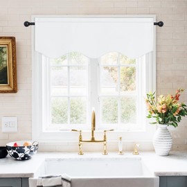 NICETOWN 2 Panels Pure White Blackout Valance Curtains for Bathroom, Rod Pocket Window Covering Thermal Insulated Solid Rod Pocket for Living Room/Basement, 42 x 18 inch Long