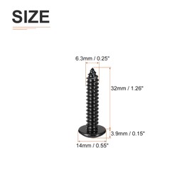 DTGN #14x1-1/4 Sheet Metal Screws - 25 Pack - for Wood, Furniture - 304 Stainless Steel Phillips Truss Head Self Tapping Tip Wood Screws - Black