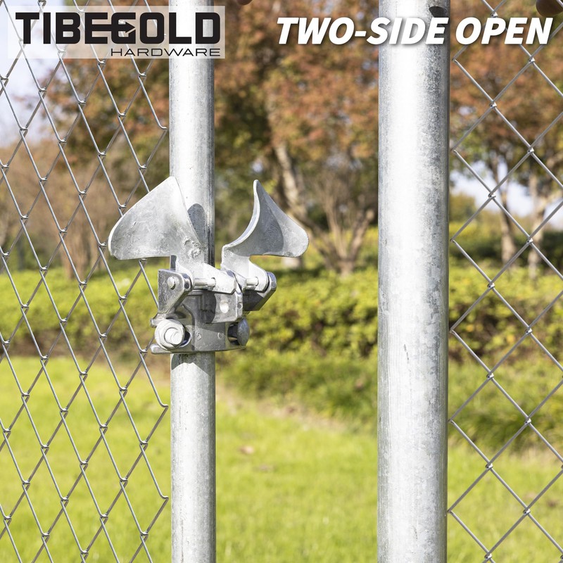 TIBEGOLD Chain Link Fence Butterfly Gate Latch, Galvanized Automatic 2