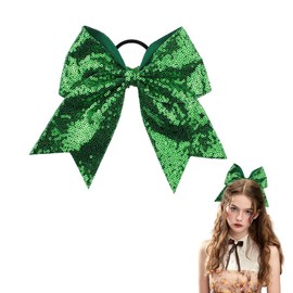 NEOGRACE Sequin Bows for Girls Large Cheer Hair Bows Ponytail Elastic Bands Jumbo Cheerleading Bow