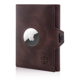 TRUSADOR Verona Leather Wallets for Men & Women Trifold Slim Front Pocket Rfid Wallet (Coin & AirTag Holder, Brown Vintage)