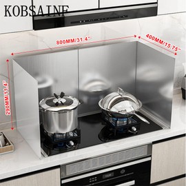 KOBSAINF 4-Sided Foldable Oil Splatter Guard, Stainless Steel for Frying