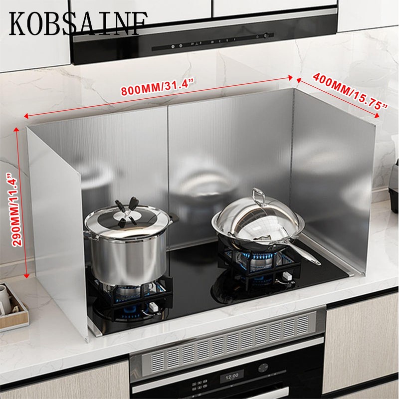 KOBSAINF 4-Sided Foldable Oil Splatter Guard, Stainless Steel for Frying