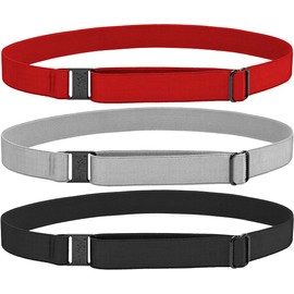 Hipsy Women's Wide Elastic & Adjustable Running Headband Multi Pack (Wide Black/Silver/Red 3pk)