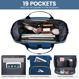 LOVEVOOK Laptop Backpack for Women,18 Inch Professional Womens Travel Backpack Purse Computer Laptop Bag Nurse Teacher Backpack,Waterproof College Work Bags Carry on Back Pack with USB Port,Royal Blue