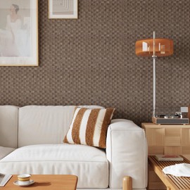 CRE8TIVE Non-Textured Tan Brown Rattan Wallpaper Stick and Peel Faux Woven Pattern Brown Contact Paper for Cabinets and Drawers 12"x80" Self Adhesive Cane Weave Vinyl Wallpaper for Bedroom Living Room