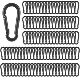 MIVIDE 100 Pack M4 Black Carabiner Clip Spring Snap Hook, 1.57 Inch Heavy Duty Small Snap Hooks Carabiner Quick Link Clip for Camping Hiking Traveling Outdoor Swing Gym, 110Lbs Capacity