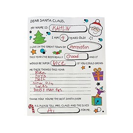 Fun Express Color Your Own Letter to Santa - Set of 50 - Christmas Crafts for Kids