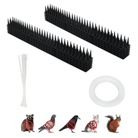 Lilaly 12 Pack 17inch Bird Spikes, Bird Spikes for Outside to Keep Birds Away, Security Fence Spikes Anti-Theft Climb Strips with Nano Glue and Cable tie for Roof, Railing (Black)