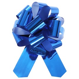 TOP-VIGOR 10Pcs 6 Inch Large Big Pull Bow, Metallic Glitter Gift Wrapping Bows Ribbon for Wedding Car Baskets Presents Christmas Bow Wrap Decoration, Blue