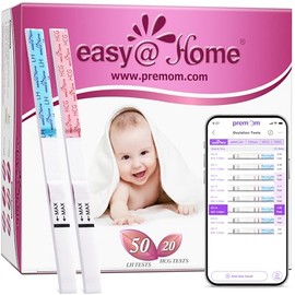 Easy@Home Kit combinado de 50 tiras reactivas de ovulación y 20 tiras reactivas de embarazo (50 LH + 20 HCG): el empaque puede variar.