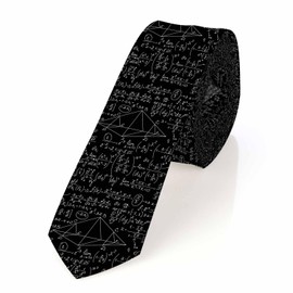 Yakuna Math Equations Men's Ties Physics Formulas Number Equation Neck Tie Neckties Gift for Men Boys Teens Black