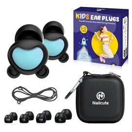 Children's Ear Plugs (6-12 Years) - Reusable Ear Protection Children, Ear Plugs Noise Protection with Cord for Concert, Concentration, Anxiety, School, Home, Travel, Sleep, Flying, Fireworks, 26 dB