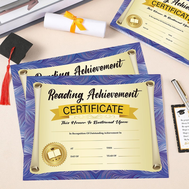 Tenare 48 Pcs Reading Achievement Certificate 11 x 8.5 Inches
