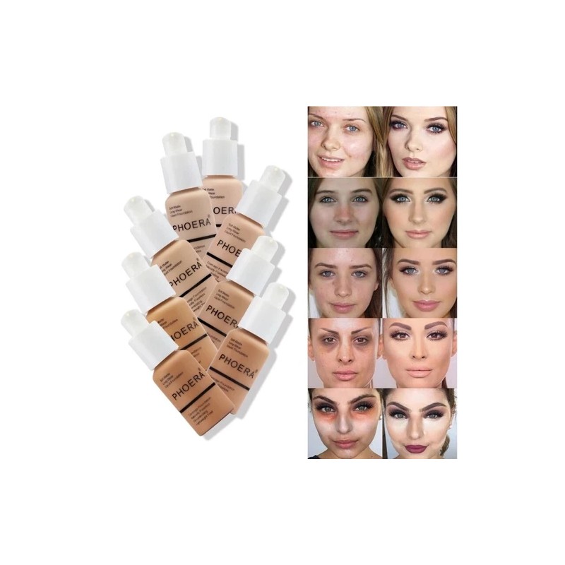 PHOERA® Soft Matte Full Coverage Liquid Foundation Concealer Longlasting Makeup