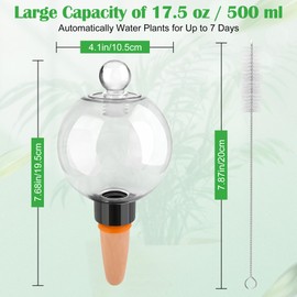 Coitak 4 PCS Plant Self Watering Globes with Covers, Brush, Plastic Plant Watering Devices System Slow Release, Automatic Self Watering Planter Insert for Plant Indoor Outdoor