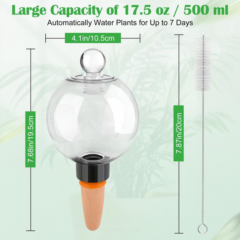 Coitak 4 PCS Plant Self Watering Globes with Covers, Brush,