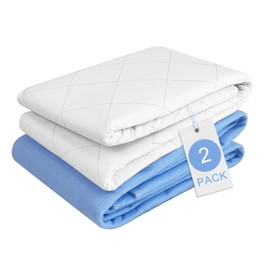Akicia Washable Bed Pads for Adults XXL 34" X 52" (2 Pack), Reusable Incontinence Pads for Elderly Extra Large, Waterproof Absorbent Leak Proof Bed Underpads Mats Blanket