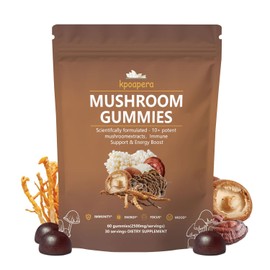 KPOAPERA Mushroom Gummies, 10+ Potent mushroomextracts, Immune Support & Energy Boost, for Men & Women, Vegan - 60 Gummies