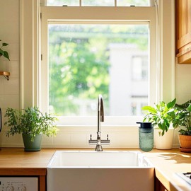 Birugen Foaming Hand Soap Dispenser,Vintage Glass Soap and Lotion Dispenser for Bathroom,Kitchen Dish Soap Dispenser with Black Foam Pump (Light Green Begonia Flower+Black Lid)