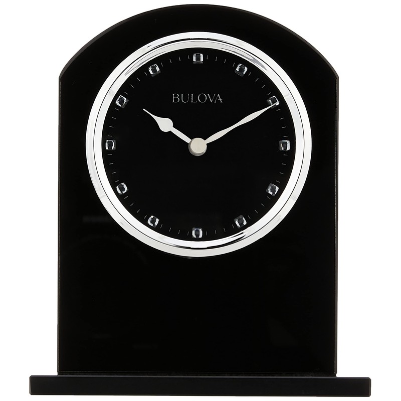 Bulova B5010 Ebony Crystal Desk Clock, Black