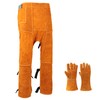 Heavy Duty Split Leather Welding Pants - Heat & Flame Resistant Leg Protection, Adjustable Sizes Brown