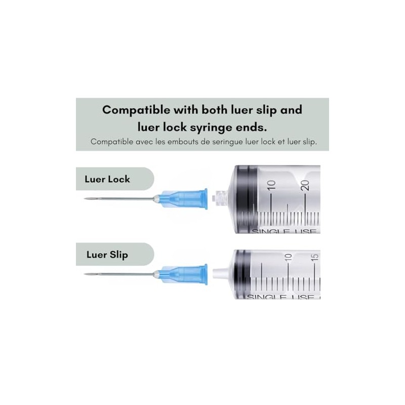 Aguja Luer Lock desechable 32Ga 4 mm, paquete de 100