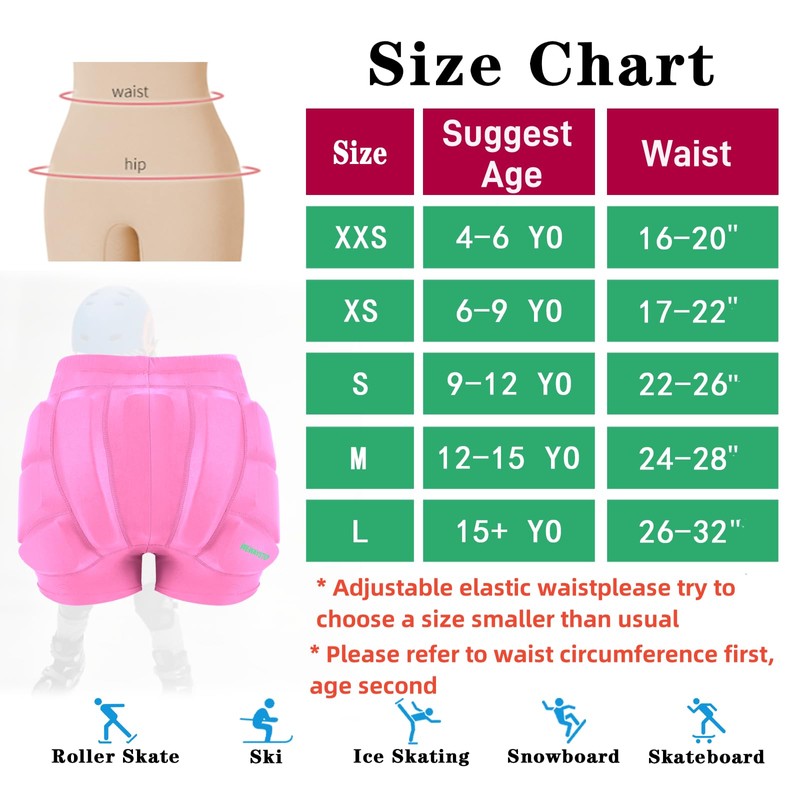 Kids Butt & Hip Padded Shorts for Skating,Youth Hip Protection