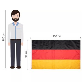Germany Flag 90 x 150 cm with 2 Metal Eyelets High Quality Germany Flag for Balcony Events External and Boat