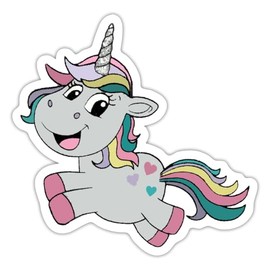 Spreadshirt Smiling Jumping Unicorn Sticker, 10 x 10 cm, Matt White