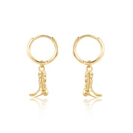 Mameloly Cowboy Boot Earrings Dangle 14K Gold Plated Cowgirl Hoop Earrings for Women Western Jewelry Hypoallergenic