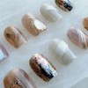 GLORS Short Nail Tips, Brown & White Marble Pattern with