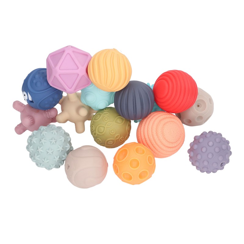 16PCS Baby Soft Textured Sensory Balls Toddlers Exploration Toys Sensory
