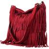 Womens Italian Real Suede Leather Fringe Tassel Shoulder Handbag Cross