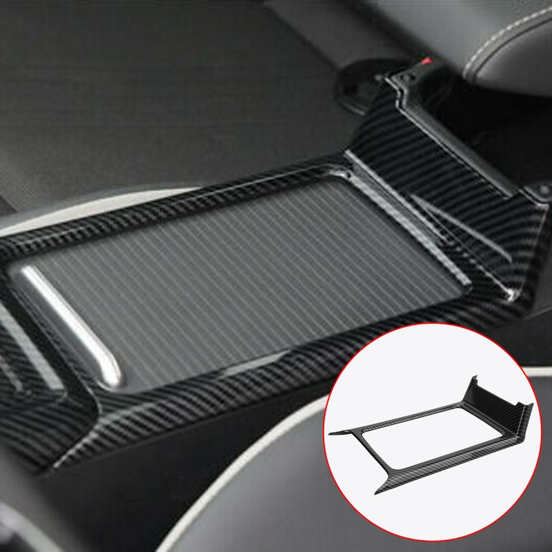 Central Console Water Cup Holder Trim Frame Carbon Fiber Style