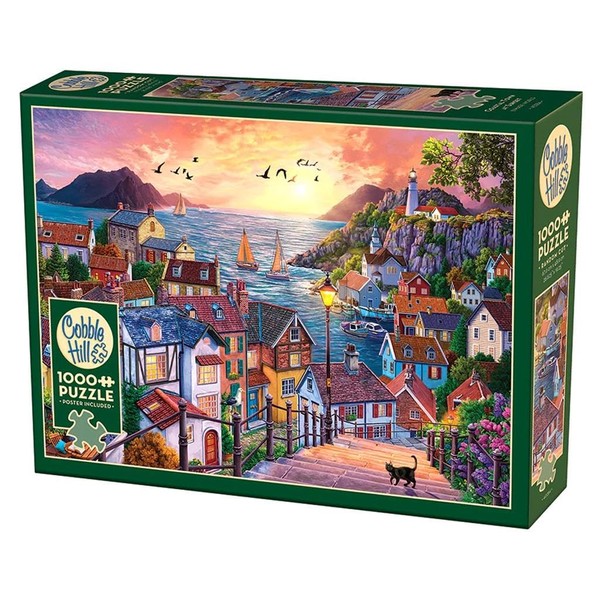 Cobble Hill 1000 Piece Puzzle - Coastal Town at Sunset-