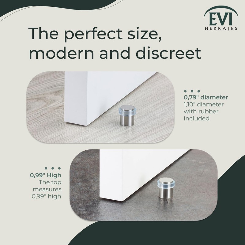 EVI Herrajes | Pack 2 Doorstops | 20x25mm | Threaded