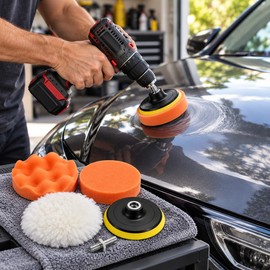 Car Polishing Pad Kit for Auto Detailing – 5-Piece Foam & Wool Pad Set for Cars and Motorcycles