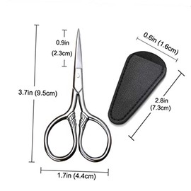 1set Portable Beard Scissors Precision Beard Trimming Shears Pu Cover for Home Salon Barber Use Design for Easy Grooming and Maintenance Black Silver