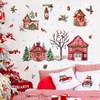 Christmas House Wall Stickers Waterclor Winter Snow Bird Tree House