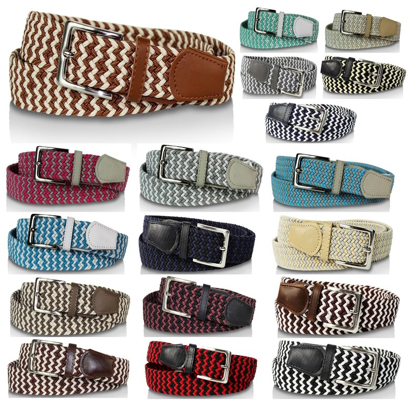 Glamexx24 Men's Women's Unisex Elastic Braided Fabric Belt, Width 3.5